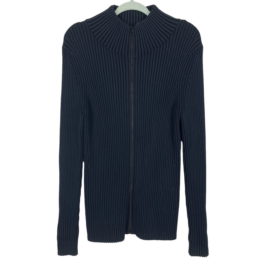 COS Blue Ribbed Stretch Full-Zip Jacket | Large